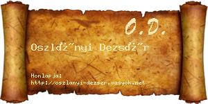 Oszlányi Dezsér névjegykártya